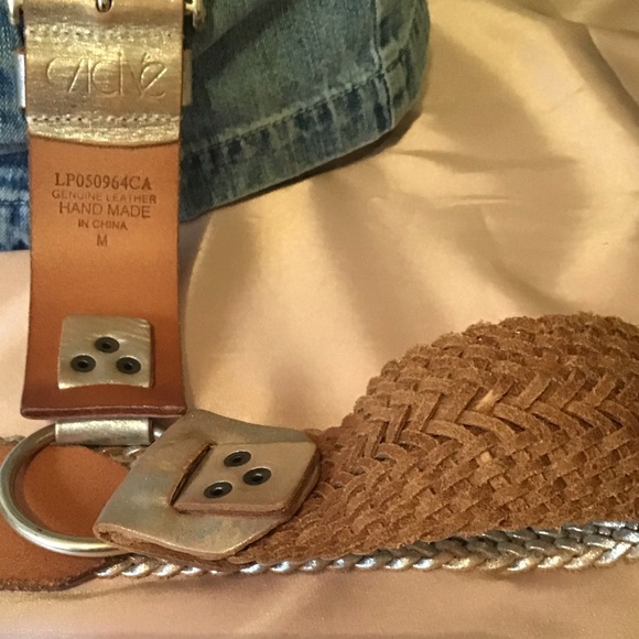Cache’ Brushed Gold Leather Braided Belt NWOT - Picture 6 of 9